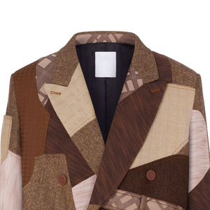Abrigo de lana virgen para hombre, diseño vintage con solapa y doble botonadura, color marrón, estilo patchwork, ¡superventas! - Product Image 2