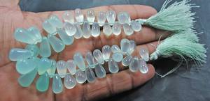 ลูกปัดหินแคลเซโดนีสีน้ำทะเลธรรมชาติทรงหยดน้ำ ลื่นเรียบ สำหรับทำเครื่องประดับแฮนด์เมด ขายส่ง - Product Image 6