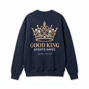 เสื้อสเวตเชิ้ตคอกลมสีกรมท่าสำหรับผู้ชาย ผ้าฝ้ายฟลีซพรีเมียม หนานุ่ม สวมใส่สบาย สไตล์สตรีทแวร์ รับผลิตแบบ OEM - Product Image 2