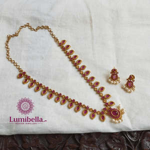 <b>Ruby</b> Palakka Fine Jewelry <b>Necklace</b> Set - Product Image 1