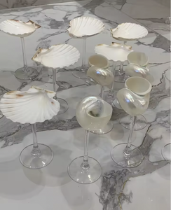 แก้วไวน์เปลือกหอยเวียดนาม แก้วน้ำเปลือกหอยธรรมชาติทำมือ สำหรับไวน์ ค็อกเทล สไตล์มหาสมุทร ตกแต่งโต๊ะ - Product Image 5