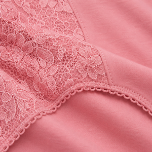 Braguitas de Cintura Alta para Mujer, Color Rosa Sólido, con Ribete de Encaje, Tejido Sin Costuras, Ropa Interior Elegante - Product Image 4