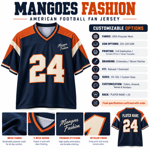 Camiseta Retro de Fanático del Fútbol Americano con Rayas Vintage, Cierre de Botones y Letras Deportivas Clásicas para Personalizar - Product Image 6