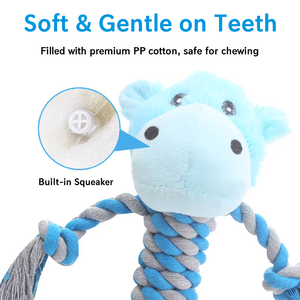 Jouets en corde couineurs pour chiens, jouets à mâcher en peluche pour chiots et chiens de petite et moyenne taille, durables, interactifs, pour la dentition et la santé bucco-dentaire - Product Image 4