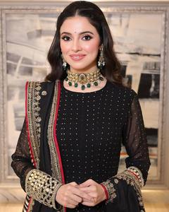 Black Gold Embroidered Anarkali Suit With Dupatta Floor Length Traditional Indian Pakistani Women Party Wear Regular Fit - Product Image 4