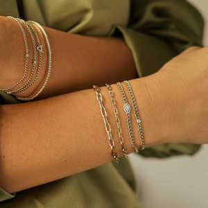 Pulsera de Oro de 14k con Cadena de Eslabones Tipo Curb, Diamante Natural en Forma de Marquesa con Engaste de Ilusión, Joyería Fina de Diseñador al por Mayor - Product Image 4