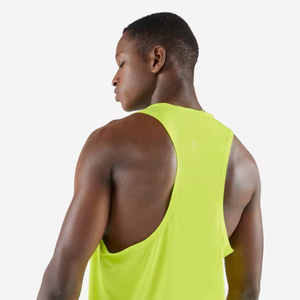 Débardeur sans manches pour homme, jaune fluo, col rond, séchage rapide, tricoté, coupe sportive, longueur normale, couleur unie - Product Image 6