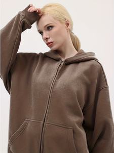 Mens Brown Oversized <b>Zip</b> Up Hoodie Full <b>Zip</b> <b>Hooded</b> Sweatshirt Casual Streetwear Heavyweight <b>Hooded</b> Jacket - Product Image 5