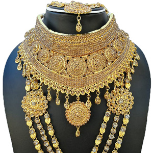 Ethnic Gold Plated <b>Crystal</b> Kundan Necklace Earrings Bracelet <b>Set</b> Women's Wedding Jewelry Fashion Alloy Jewelry <b>Sets</b> - Product Image 2