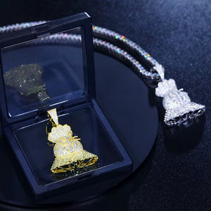 Colgante de Bolsa de Dinero Plateado con Incrustaciones de Cristal y Diamantes de Imitación, Joyería de Moda Hiphop para Hombre, Regalo - Product Image 3
