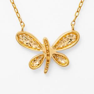 Collar con Colgante de Libélula de Oro Amarillo de 14K con Diamantes Cultivados en Laboratorio de 0.40 Ct, Joyería Fina y Elegante para Mujer - Product Image 2