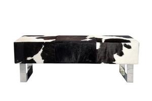 Cow Pattern Upholstered <b>Ottoman</b> Tufted Bench Metal Legs Modern Home <b>Stool</b> for Living Room Hotel - Product Image 3