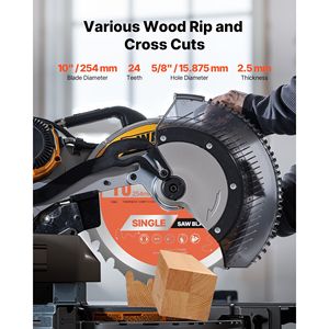 Lama per Sega Circolare da 10 Pollici con 24 Denti in Lega Affilati, Attacco da 5/8 Pollici per Taglio di Legno Fine, Prodotto di Qualità Premium - Product Image 6