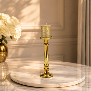 Élégant Porte-Bougie en Métal Doré avec Base en Marbre, Décoration de Table de Luxe, Design Stable et Durable pour la Maison, le Salon et la Salle à Manger - Product Image 1