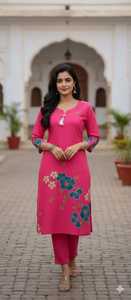 New Women Floral Printed Poly Rayon Kurtis Loose Fit Ankle Length Traditional Casual Wear India Pakistan Style Short Kurtis - Product Image 2