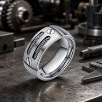 Großhandel Maßgefertigter Herren-Titanring mit Doppeldraht-Einlage und Schraubendesign im Industriestil als Ehering 8mm