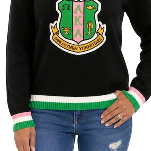 Suéter Negro para Mujer con Cuello en V, Gráfico de Letras en Chenilla, Estilo Universitario, Informal, Moderno, de Manga Larga - Product Image 4