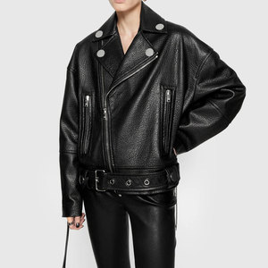 Women's Custom Made Breathable Quilted Genuine Leather Crop Jacket Winter Use High Quality Leather Jackets - Product Image 4