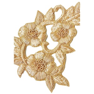 Parches Bordados con Diseño de Flor Dorada, Estilo Dabka, Insignia Bordada en Oro - Product Image 1