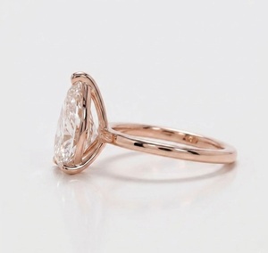 Anillo de Diamante Solitario de Compromiso de Oro Blanco de 10K con Certificado IGI, 3CT E VS1, Corte Pera, Diamante Cultivado en Laboratorio, Joyería Fina al por Mayor - Product Image 5