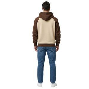 Premium Two-Tone Raglan Sports men's <b>Hoodies</b> dark Brown and <b>Cream</b> Color Pullover High Quality Custom Streetwear - Product Image 5