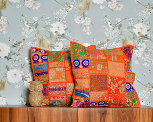 Cotton <b>Cushion</b> Cover Khambadia Patchwork Bohemian Style Handmade Eco-Friendly Decorative Home Products From Jaipur India - Product Image 1