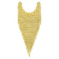 Collier de mariée arabe en laiton plaqué or 14K/18K/24K, design cascade de pièces de monnaie géométriques, chaîne maille forçat, vente en gros
