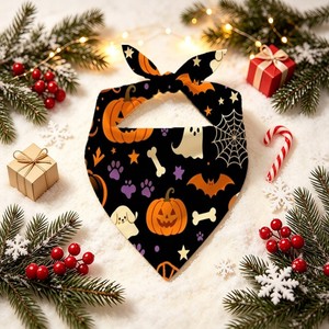 Custom Logo Printed Halloween <b>Pet</b> Bandana Lightweight Breathable Triangular Scarf Holiday Supply - Product Image 2
