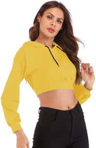 Hoodies courts hautement extensibles de qualité supérieure pour femmes, fabriqués en usine, faible MOQ pour les commandes en gros, sweat à capuche court pour femmes - Product Image 6