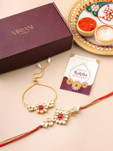 Rakhi de Diseño Royal Kundan, Joyería Hecha a Mano con Hilo Ajustable para Hermanos, Regalo Perfecto para el Festival Raksha Bandhan - Product Image 6