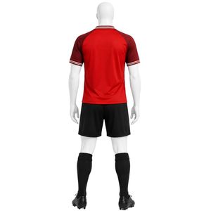 <b>Red</b> Black Soccer Jersey Set for Men Jersey and Shorts Athletic Team Uniform Lightweight Sportswear Breathable Training Match Gam - Product Image 2
