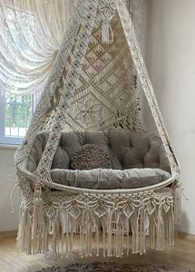 Columpio doble de macramé para patio, Silla hamaca para patio, Columpio de macramé, Columpio colgante, Macramé - Product Image 4