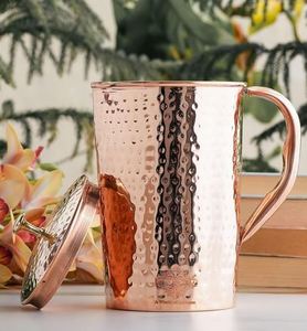 Copper jug set for traditional wellness practice water storage metal set with <b>glasses</b> durable reusable kitchen drinkware - Product Image 1