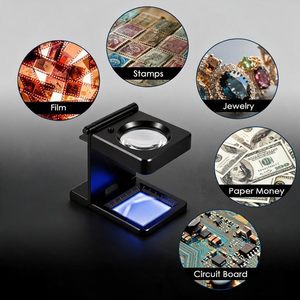 Loupe pliante en métal OEM personnalisée 6X, lentille de 30 mm, lumière LED et UV avec échelle à double système et batterie rechargeable - Product Image 3