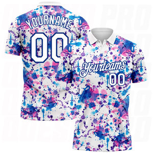 Maillot de sport, chemise de golf pour homme, manches courtes, impression personnalisée, broderie, blanc, royal, aquarelle, polos de golf performants - Product Image 4