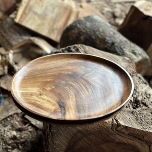 Juego de Platos de Madera Hechos a Mano, Vajilla de Madera Natural, Platos de Madera para Cena, Platos Redondos para Postre, para el Hogar - Product Image 1