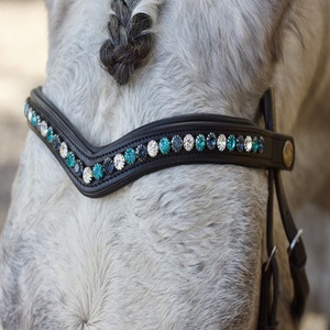 Correa de cuero para frente de caballo de equitación, superventas, con cristales redondos de marca, fabricante mayorista, tamaño personalizado - Product Image 2
