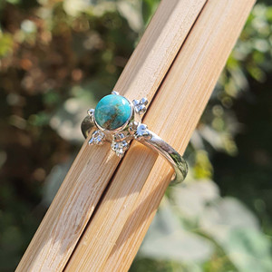 Anillo de Plata de Ley 925 hecho a mano, banda de cuentas de piedra NATAL DE DICIEMBRE turquesa Natural Original, regalo de aniversario, anillos finos simples - Product Image 3