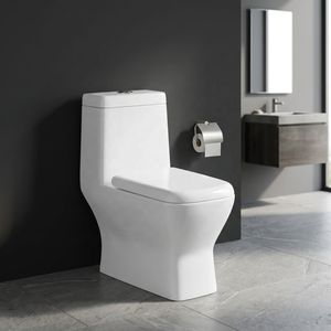 Ensemble complet de toilettes monobloc en céramique à double chasse, à poser au sol, pour projets de salles de bain modernes d'Asie - Product Image 3