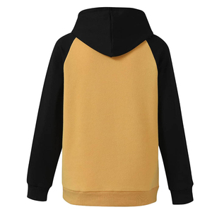 Sweat-shirt à capuche personnalisé pour homme 2026, jaune et noir, manches raglan, en molleton de coton, coupe décontractée, couleur unie, avec poche avant, pour l'automne - Product Image 2