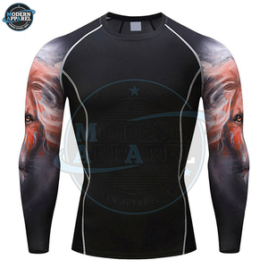 Personaliza Tu Propio Logotipo, Camiseta de Compresión Sublimada de Manga Larga, Rashguard de MMA, Rashguard de BJJ, para Hombre - Product Image 4
