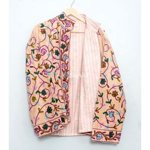Veste en cotrise brodée en coton faite à la main en Inde, veste en cotrise pour femmes, manches longues, longueur normale, écologique, automne-hiver - Product Image 6
