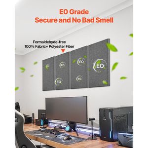 4 Pannelli Acustici Autoadesivi da 2 Pollici di Spessore, 23,6 x 11,8 Pollici, Pannelli Fonoassorbenti in Fibra di Vetro per Pareti - Product Image 4