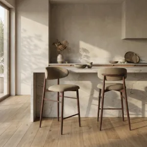 TABURETE DE COCINA HALSTON SINTERIOR LATTE & WALNUT - Product Image 1