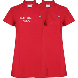 ชุดยูนิฟอร์มทำงาน OEM สีพื้น ชุดยูนิฟอร์มร้านเสริมสวย เสื้อคลุมแขนสั้นสำหรับช่างเสริมสวย สปา ชุดยูนิฟอร์มช่างทำผมสำหรับผู้หญิง - Product Image 1