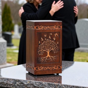 Urnas de Madera Árbol de la Vida para Cenizas Humanas, para Adultos, Hombres y Mujeres, Urna de Cremación Tradicional de Madera de Caucho Grande con Capacidad para hasta 250 LBS - Product Image 5