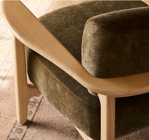 Fauteuil de salon moderne rembourré, fauteuil en bois, structure en bois massif, siège lounge pour meubles de maison - Product Image 6