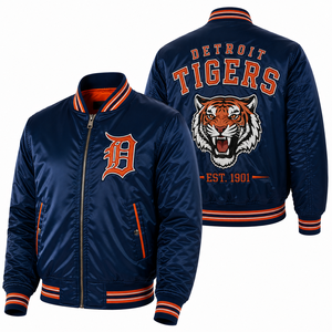 Chaqueta de satén personalizada para equipos, con logo bordado frontal y trasero, estilo bomber, cierre de cremallera, para compradores mayoristas de moda, listado en el catálogo. - Product Image 2