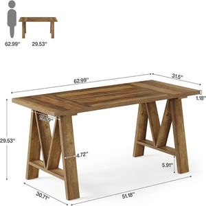 Tavolo da Pranzo Rettangolare in Legno per Cucina e Sala da Pranzo - Product Image 6