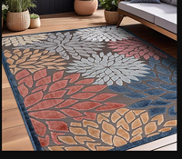 Tapis d'extérieur moderne en coton tissé abstrait |   Tapis de grande surface pour terrasse et balcon, écologique et résistant au feu